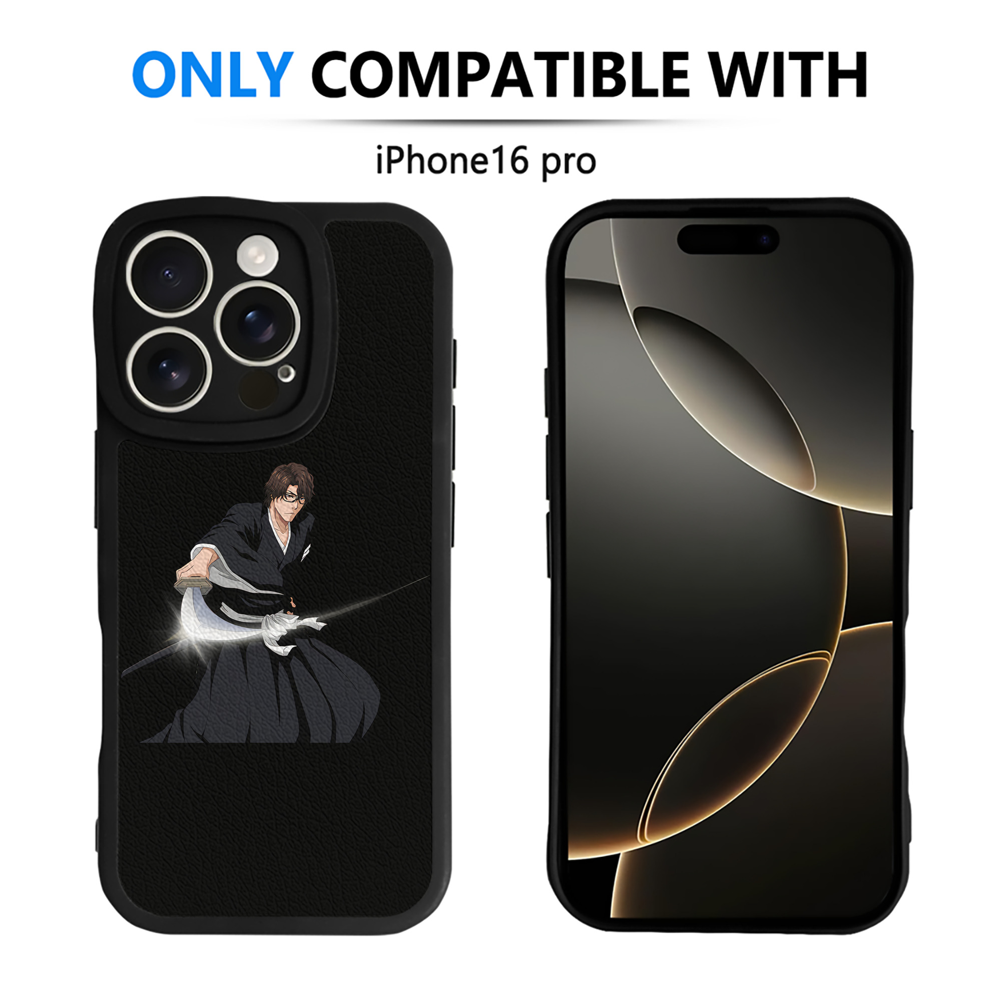 （画像用） ブリーチ 藍染 惣右介（あいぜん そうすけ） BLEACH Aizen Sousuke 【iPhone 16シリーズ対応】シリコンスマホケース（レザー調） 材質：シリコン